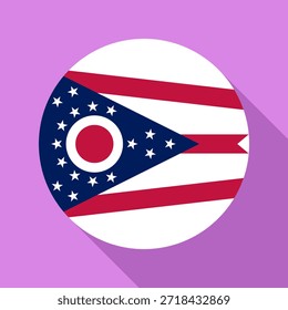 Isolierte Flagge von Ohio. Runde Flagge von Ohio. Ohio uns Staatskreis Fahne Farbe Hintergrund Vektorgrafik.