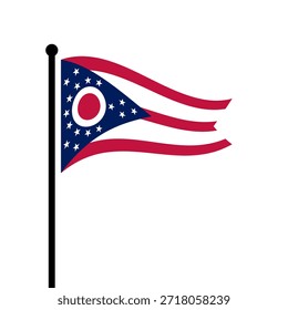Bandeira isolada da ilustração do vetor do estado americano de Ohio. Bandeira do estado de Ohio. Bandeira da bandeira de Ohio America.