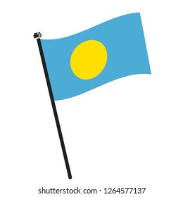 Isolated flag of Palau on a pole, Vector illustration - eps10