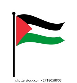 Ilustração isolada da bandeira da Palestina. Bandeira da Palestina esvoaçante. Bandeira do Estado da Palestina.