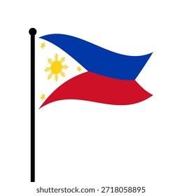 Bandeira isolada de Filipinas ilustração vetorial. Bandeira das Filipinas. Bandeira da República das Filipinas.