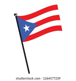 Isolated flag of Puerto Rico on a pole, Vector illustration - eps10