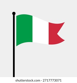 Bandera aislada de la Repubblica Italiana Ilustración vectorial. La bandera de la República de Italia. Bandera de asta de bandera de Italia.