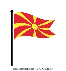 Bandeira isolada da ilustração vetorial da República da Macedônia do Norte. Bandeira da Macedônia do Norte. Bandeira da Macedônia do Norte.