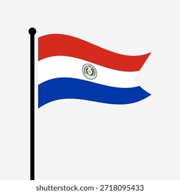 Ilustração isolada do vetor da bandeira da República do Paraguai. Bandeira do Paraguai esvoaçante. Bandeira do Paraguai.