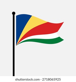 Bandera aislada de la Ilustración vectorial de la República de Seychelles. Bandera de Seychelles ondeante. Bandera del asta de la bandera de Seychelles.