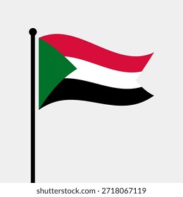 Bandeira isolada da ilustração vetorial República do Sudão. Bandeira do Sudão esvoaçante. Bandeira do Sudão.