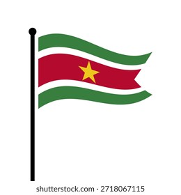 Bandeira isolada da ilustração vetorial da República do Suriname. Bandeira do Suriname. Bandeira do Suriname.