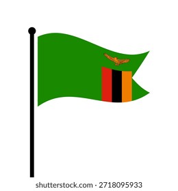 Bandeira isolada da ilustração vetorial da República da Zâmbia. Bandeira da Zâmbia esvoaçante. Bandeira da Zâmbia.