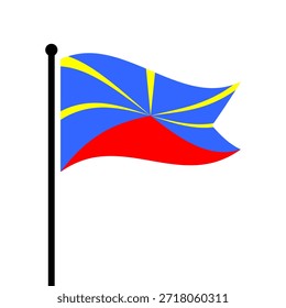 Sinalizador isolado da ilustração do vetor de Reunião. Bandeira de Reunião Flutuante. Bandeira da Ilha da Reunião.