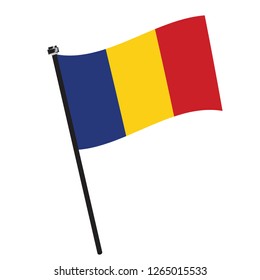 Isolated flag of Romania on a pole, Vector illustration - eps10