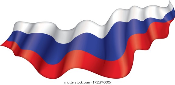 Bandera aislada de Rusia con olas y sombras.