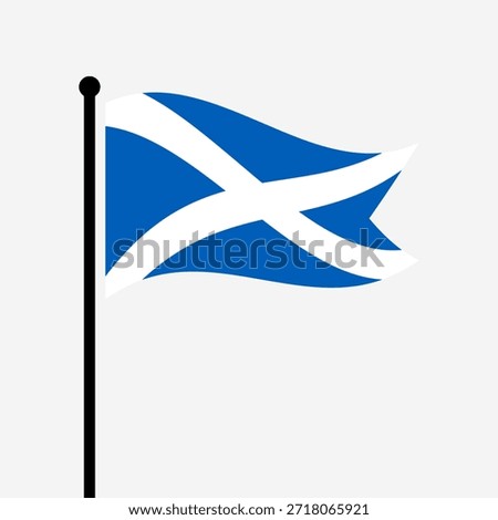 Isolated flag of Scotland vector illustration. Fluttering Scotland flag. Scotland flagpole flag.