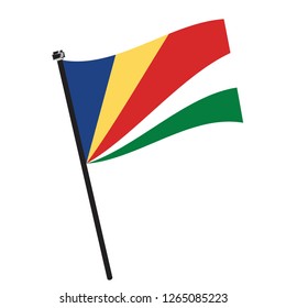 Isolated flag of Seychelles on a pole, Vector illustration - eps10