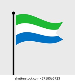 Isolierte Flagge von Sierra Leone, Vektorgrafik. Die flatternde Flagge von Sierra Leone. Die Flaggenflagge der Republik Sierra Leone.