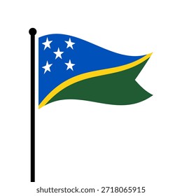 Ilustração isolada do vetor da bandeira das Ilhas Salomão. Bandeira das Ilhas Salomão. Bandeira do mastro das Ilhas Salomão.