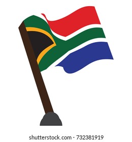 Isolated flag of South Africa on a white background, Vector illustration