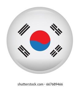 Isolated flag of South Korea on a button, Vector illustration