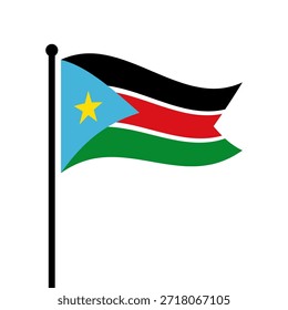 Ilustração isolada do vetor da bandeira do Sudão do Sul. Bandeira da República do Sudão do Sul. Bandeira do Sudão do Sul.