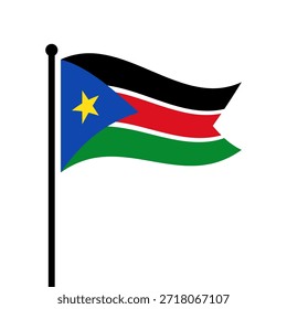 Ilustração isolada do vetor da bandeira do Sudão do Sul. Bandeira da República do Sudão do Sul. Bandeira do Sudão do Sul.