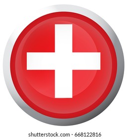 Isolated flag of Switzerland on a button, Vector illustration