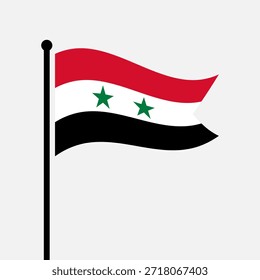Isolated flag of Syria vector illustration. Fluttering The Syrian Arab Republic flag. The Syrian Arab Republic flagpole flag.
