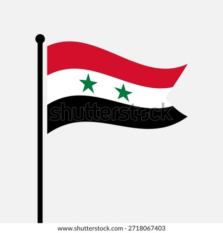 Isolated flag of Syria vector illustration. Fluttering The Syrian Arab Republic flag. The Syrian Arab Republic flagpole flag.