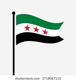 Bandeira isolada da ilustração vetorial da República Árabe Síria. Bandeira síria esvoaçante. Bandeira da Síria.