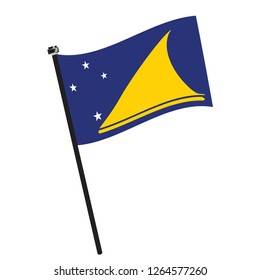 Isolated flag of Tokelau on a pole, Vector illustration - eps10