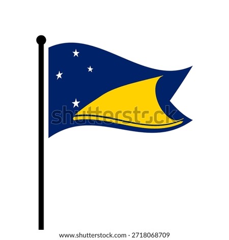 Isolated flag of Tokelau vector illustration. Fluttering Tokelau flag. Tokelau flagpole flag.