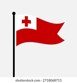 Isolierte Flagge von Tonga, Vektorgrafik. Flatternde Tonga-Flagge. Tonga Fahnenmast Flagge.