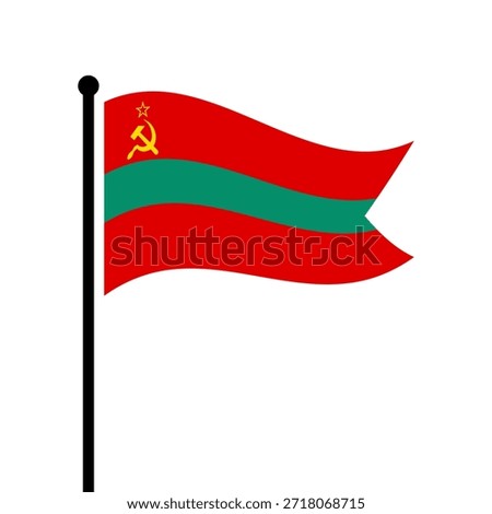 Isolated flag of Transnistria vector illustration. Fluttering Transnistria flag. Transnistria flagpole flag.