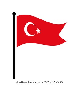 Ilustração isolada do vetor da bandeira da Turquia. Bandeira turca esvoaçante. Bandeira da Turquia.