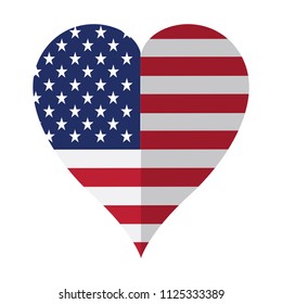 Isolated flag of United States on a heart shape
