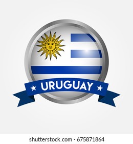 Isolated flag of Uruguay on a button, Icon, Vector illustration