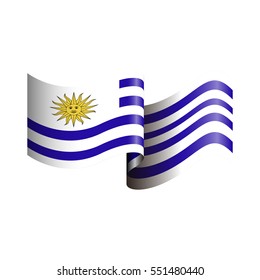 Isolated flag of Uruguay on a white background, Vector illustration