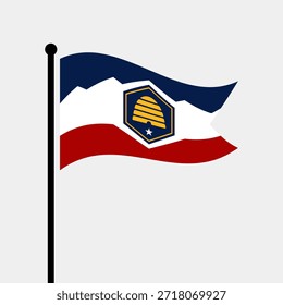 Ilustração isolada do vetor de Utah. Bandeira americana de Utah. Bandeira do mastro do Utah.