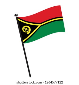 Isolated flag of Vanuatu on a pole, Vector illustration - eps10