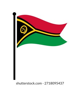 Bandera aislada de la Ilustración vectorial de Vanuatu. Bandera de Vanuatu. Bandera del asta de la bandera de Vanuatu.