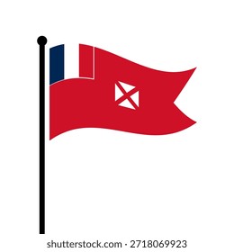 Isolierte Flagge von Wallis und Futuna, Vektorgrafik. Flatternde Wallis- und Futuna-Flagge. Wallis und Futuna Fahnenmauer.