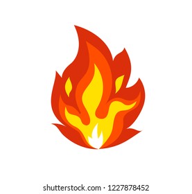 Isolated flame emoticon on white background.Vector cartoon fire icon  emoji.Light effect, flaming symbols.Energy, animation illustration.Design symbol sign.burning element.