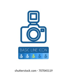 Isolated Flash Outline. Photocamera Vector Element Can Be Used For Lens, Camera, Photography Design Concept.