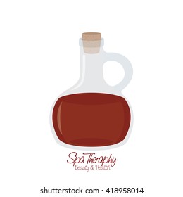 Isolated flask of lotion on a white background with text