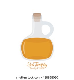 Isolated flask of lotion on a white background with text