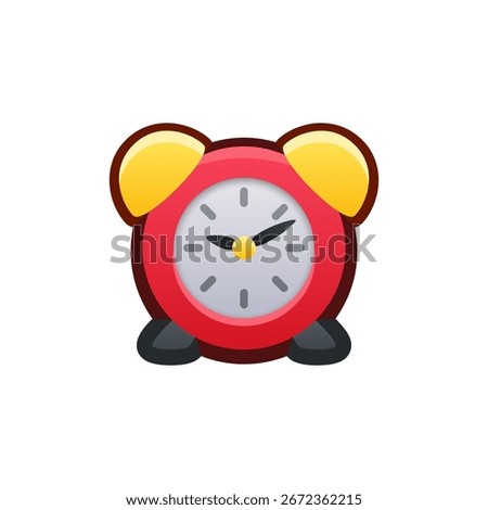 Isolated flat 3d Alarm clock icon for game, interface, sticker, app. The sign in a cartoon style for match 3, arcade, rpg. The watch sprite for craft element in hyper casual mobile game.