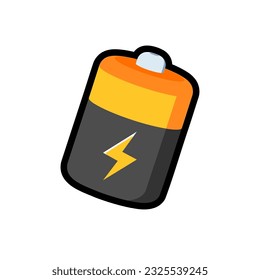 Isolated flat 3d battery icon for game, interface, sticker, app. The sign in a cartoon style for match 3, arcade, rpg. The sprite for craft element in hyper casual mobile game