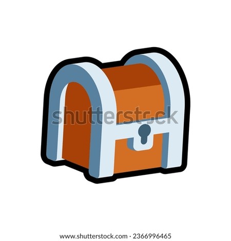 Isolated flat 3d chest icon for game, interface, sticker, app. The sign in a cartoon style for match 3, arcade, rpg. The sprite for craft element in hyper casual mobile game