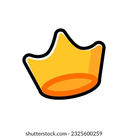 Isolated flat 3d crown icon for game, interface, sticker, app. The sign in a cartoon style for match 3, arcade, rpg. The sprite for craft element in hyper casual mobile game