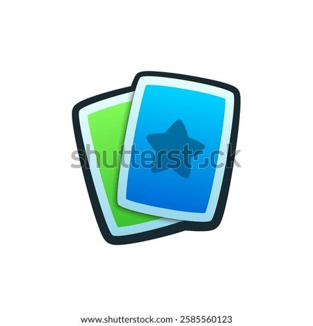 Isolated flat 3d deck icon for game, interface, sticker, app. The sign in a cartoon style for match 3, arcade, rpg. The cards sprite for craft element in hyper casual mobile game