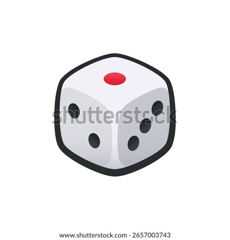 Isolated flat 3d dice icon for game, interface, sticker, app. The sign in a cartoon style for match 3, arcade, rpg. The cube sprite for craft element in hyper casual mobile game